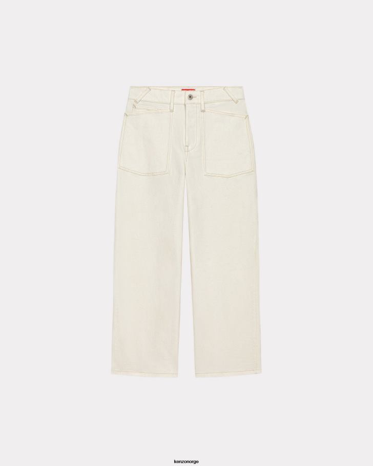 Kenzo klær kvinner bleket hvit denim avsmalnende bukser DVNVN375