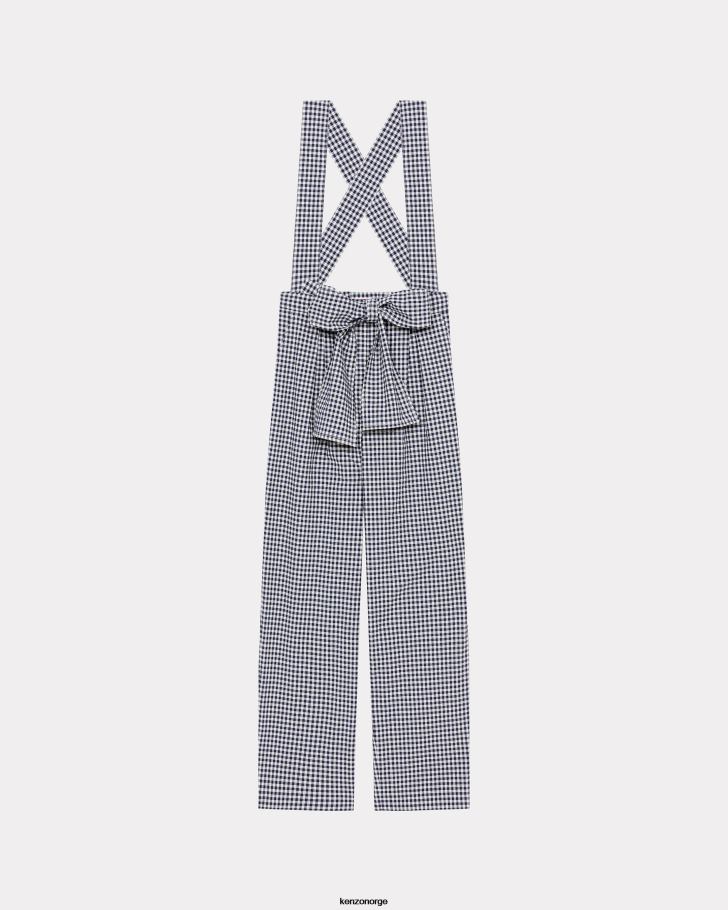 Kenzo klær kvinner midnatt blå gingham bukser med knyte midje DVNVN671