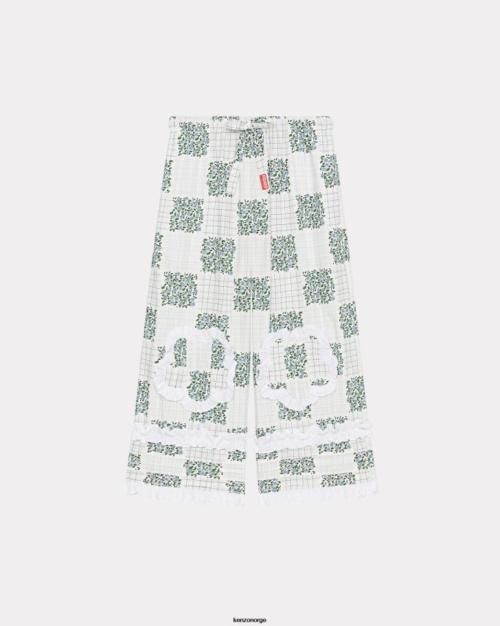 Kenzo klær kvinner turkis patchwork' cropped volangbukse DVNVN564