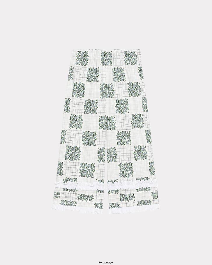 Kenzo klær kvinner turkis patchwork' cropped volangbukse DVNVN564