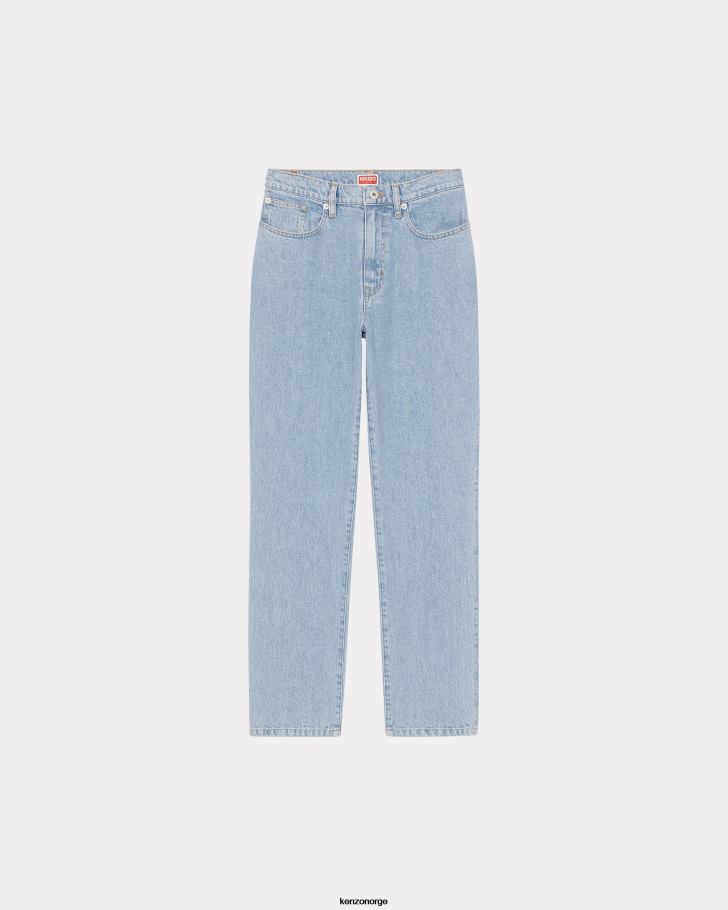 Kenzo klær kvinner bleket blå denim asagao jeans med rett snitt DVNVN488