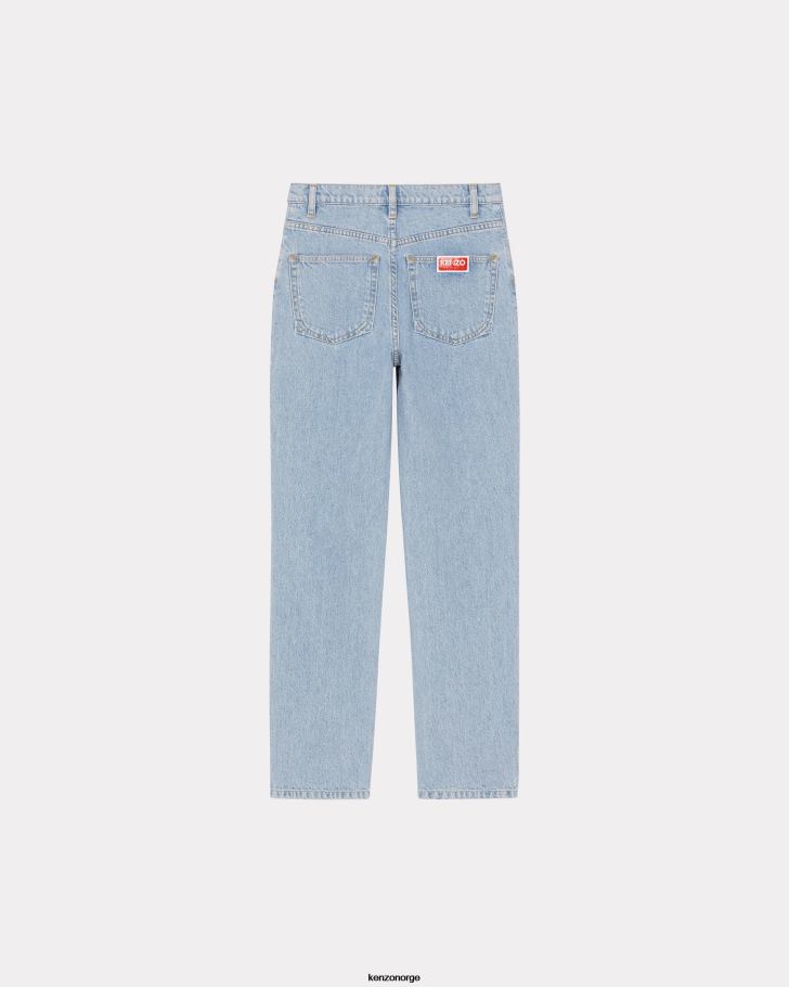 Kenzo klær kvinner bleket blå denim asagao jeans med rett snitt DVNVN488