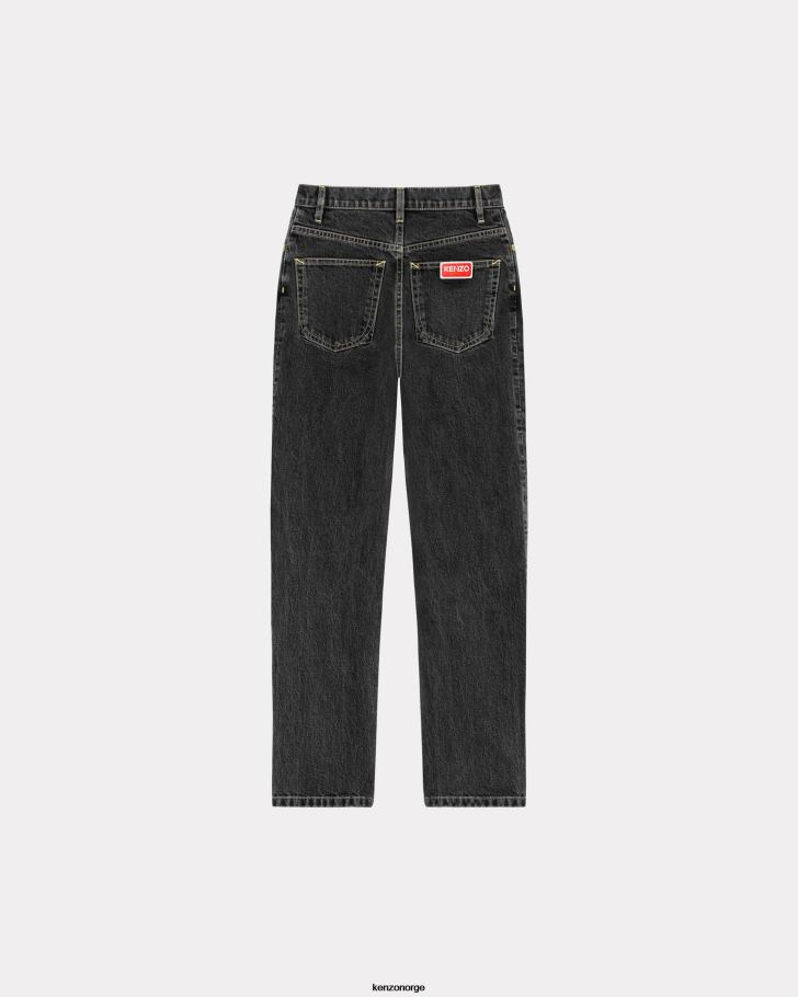 Kenzo klær kvinner bleket svart denim asagao rette jeans DVNVN391