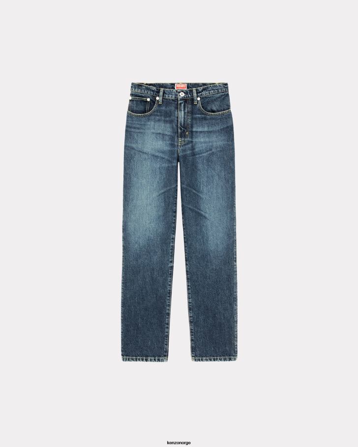 Kenzo klær kvinner mørk steinblå denim asagao rette jeans DVNVN487