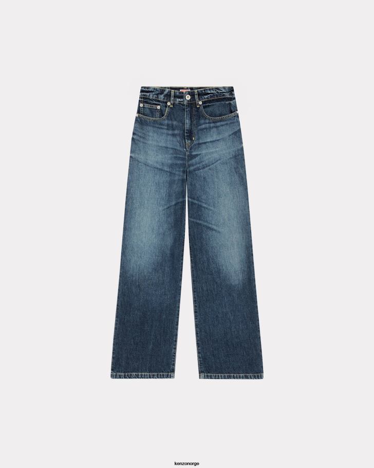 Kenzo klær kvinner mørk steinblå denim ayame jeans med brede ben DVNVN690