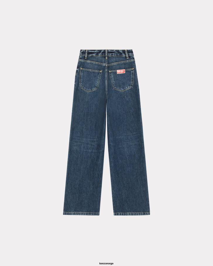 Kenzo klær kvinner mørk steinblå denim ayame jeans med brede ben DVNVN690