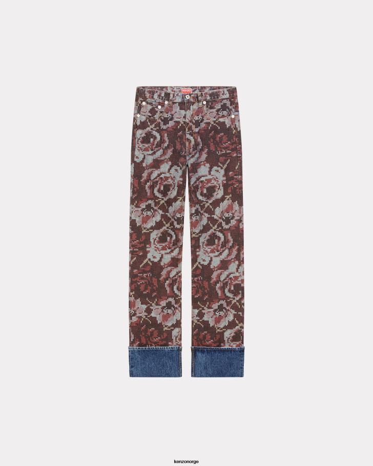 Kenzo klær kvinner middels rød pixel' asagao rette jeans DVNVN663