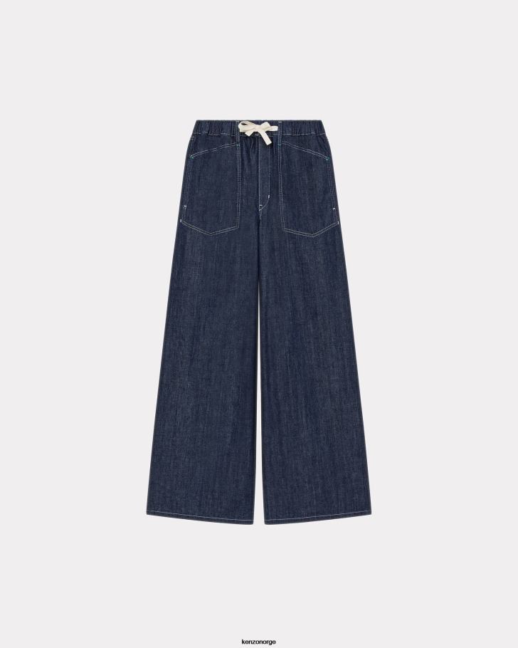 Kenzo klær kvinner skyll blå denim jeans med utsving for sjømann DVNVN434