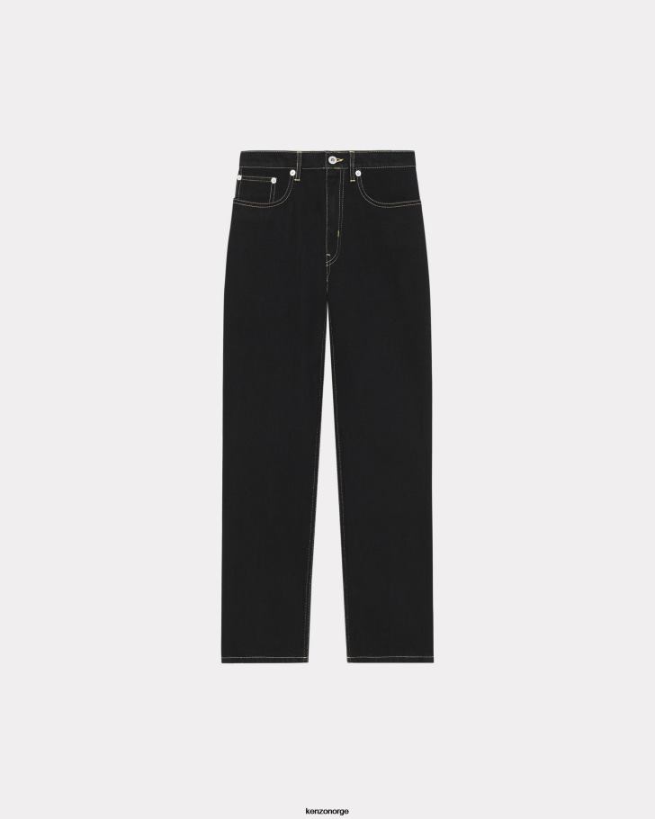 Kenzo klær kvinner skyll svart denim asagao rette jeans DVNVN656
