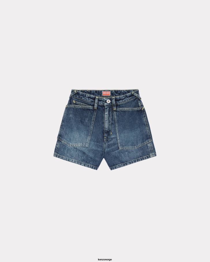 Kenzo klær kvinner mørk steinblå denim dongerishorts DVNVN552