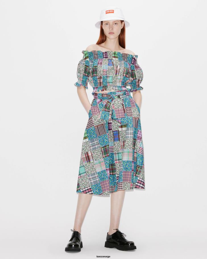 Kenzo klær kvinner flerfarget patchwork midiskjørt. DVNVN502
