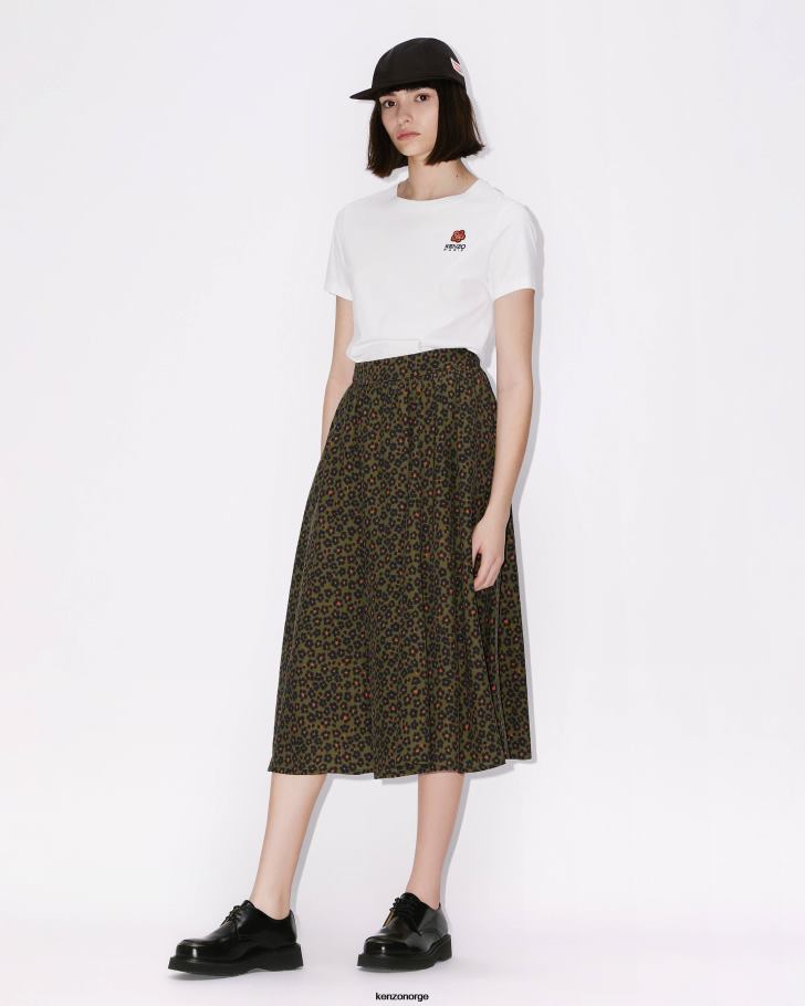 Kenzo klær kvinner kaki hana leopard midiskjørt DVNVN519