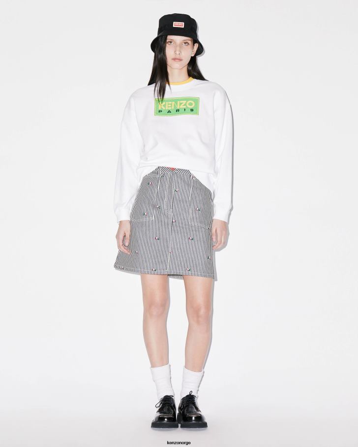 Kenzo klær kvinner skyll blå denim pixel-stripet miniskjørt i denim DVNVN687