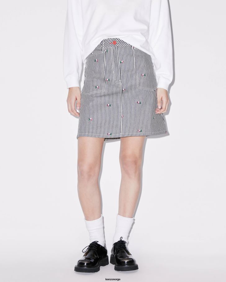 Kenzo klær kvinner skyll blå denim pixel-stripet miniskjørt i denim DVNVN687