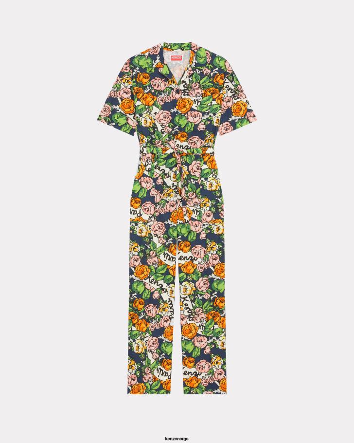 Kenzo klær kvinner midnatt blå hawaiiansk blomsterdress DVNVN559