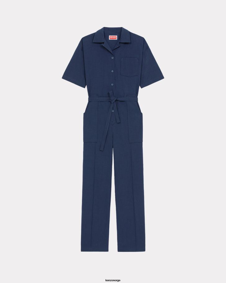 Kenzo klær kvinner midnatt blå jumpsuit i lin DVNVN415