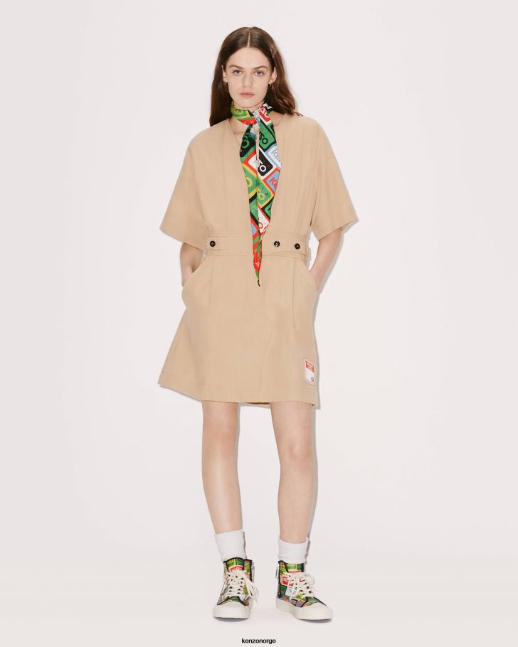 Kenzo klær kvinner beige arbeidsklær kjole DVNVN621