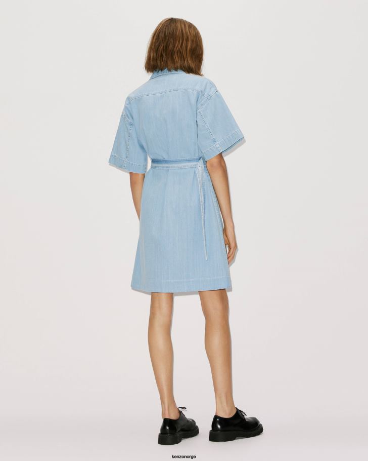 Kenzo klær kvinner bleket blå denim omslagskjole i denim DVNVN444