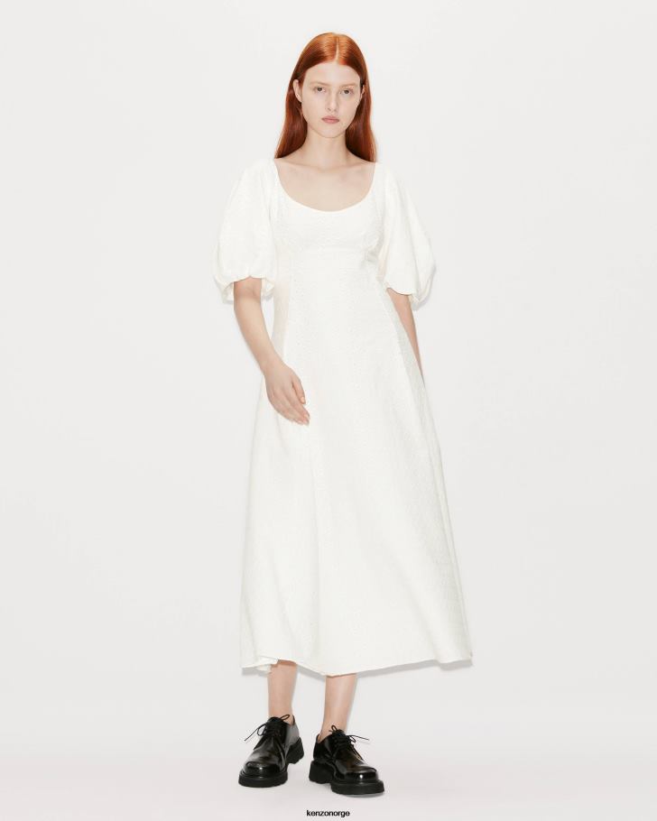 Kenzo klær kvinner off white broderie anglais midikjole DVNVN489
