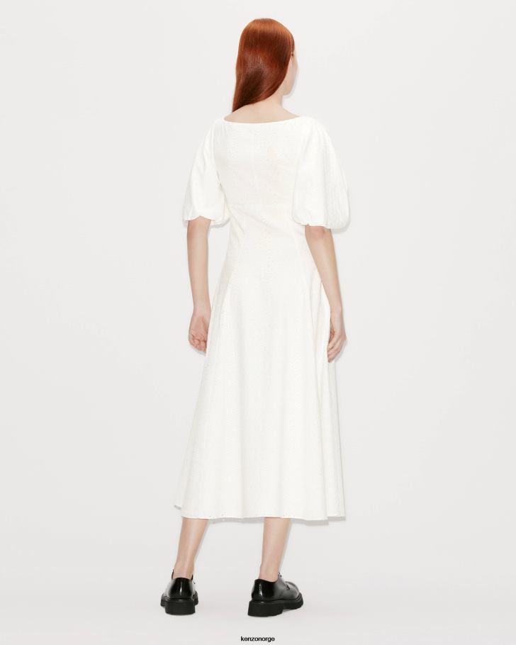 Kenzo klær kvinner off white broderie anglais midikjole DVNVN489
