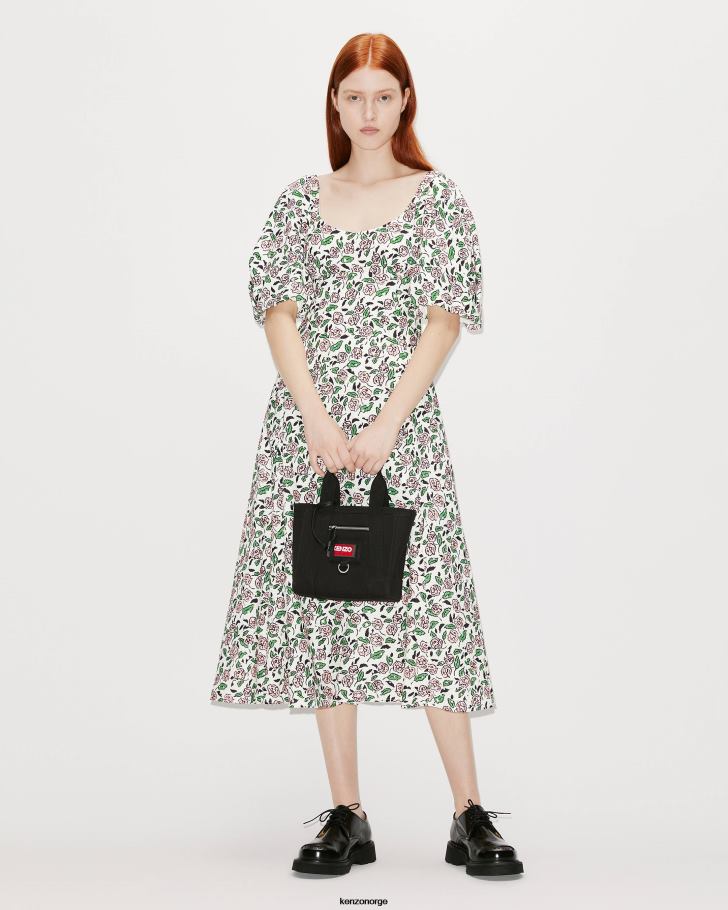 Kenzo klær kvinner off white broderie anglaise midikjole DVNVN616