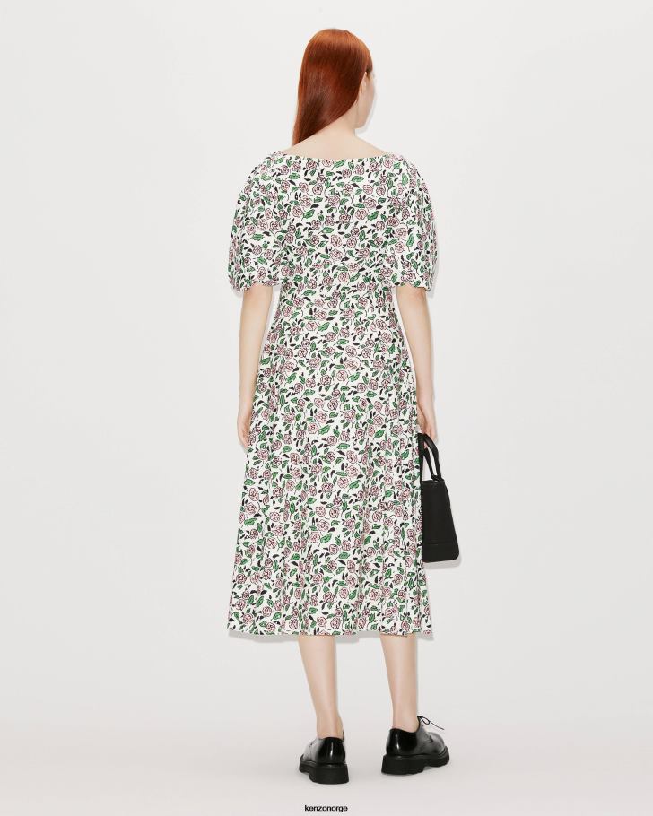 Kenzo klær kvinner off white broderie anglaise midikjole DVNVN616