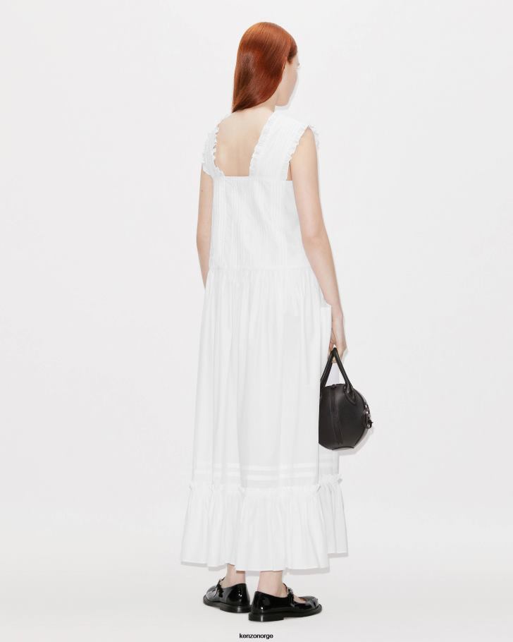 Kenzo klær kvinner off white plissert midikjole DVNVN633