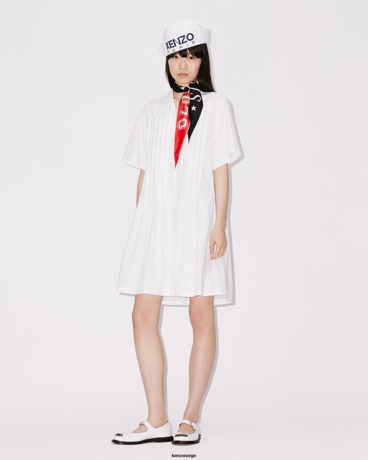 Kenzo klær kvinner off white poplin skjortekjole DVNVN445