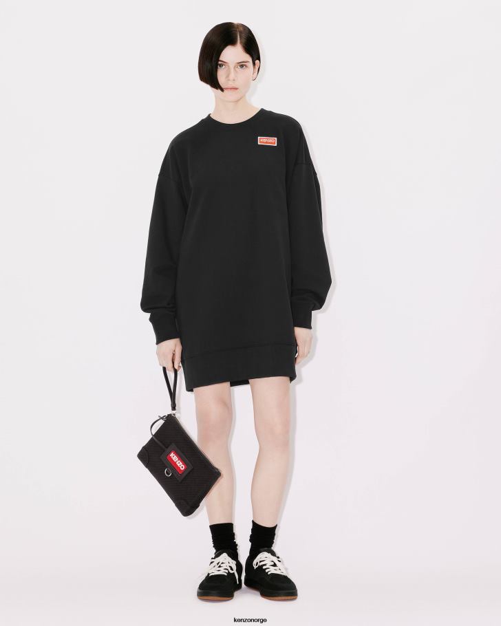 Kenzo klær kvinner svart oversized paris sweatshirtkjole DVNVN547