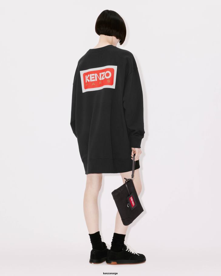 Kenzo klær kvinner svart oversized paris sweatshirtkjole DVNVN547