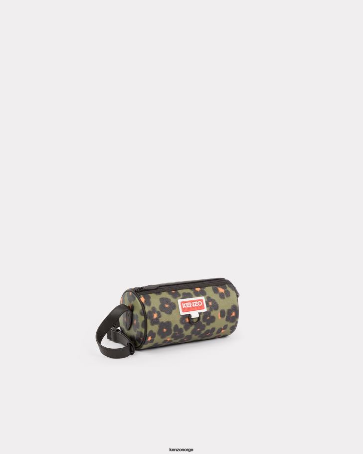 Kenzo tilbehør kvinner kaki hana leopard' discover tube bag med stropp DVNVN917