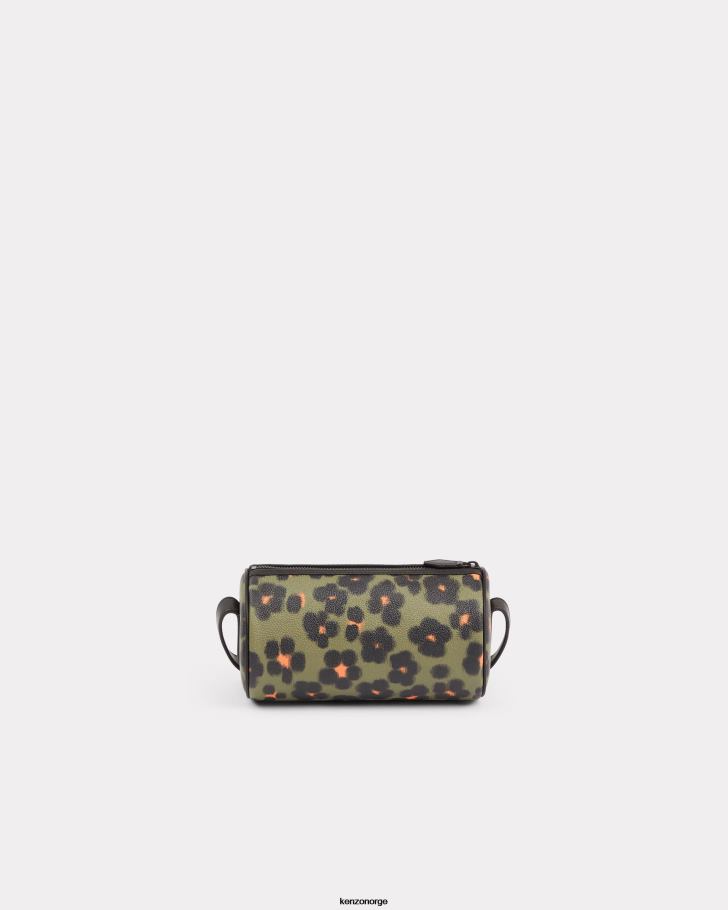 Kenzo tilbehør kvinner kaki hana leopard' discover tube bag med stropp DVNVN917