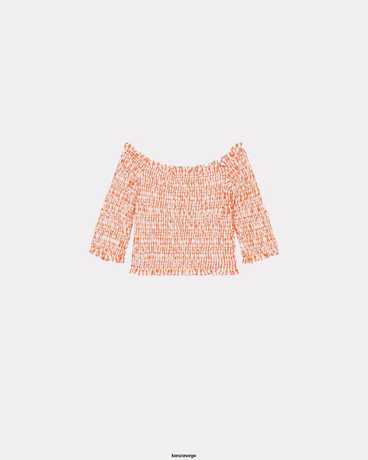 Kenzo klær kvinner middels oransje smocked crop top DVNVN435