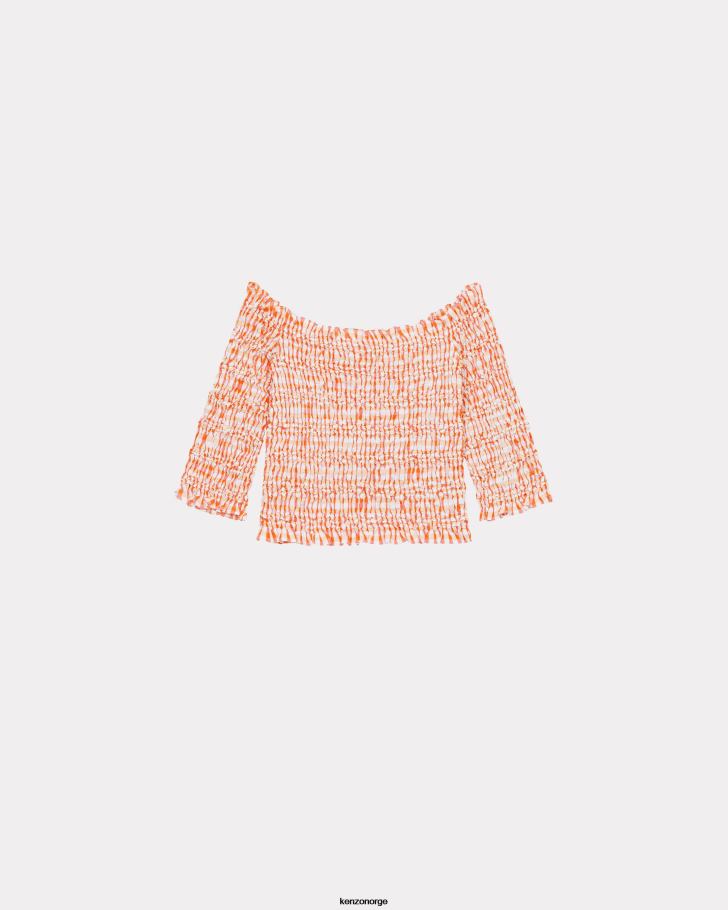 Kenzo klær kvinner middels oransje smocked crop top DVNVN435