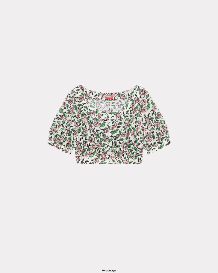 Kenzo klær kvinner off white cropped broderie anglaise topp DVNVN571