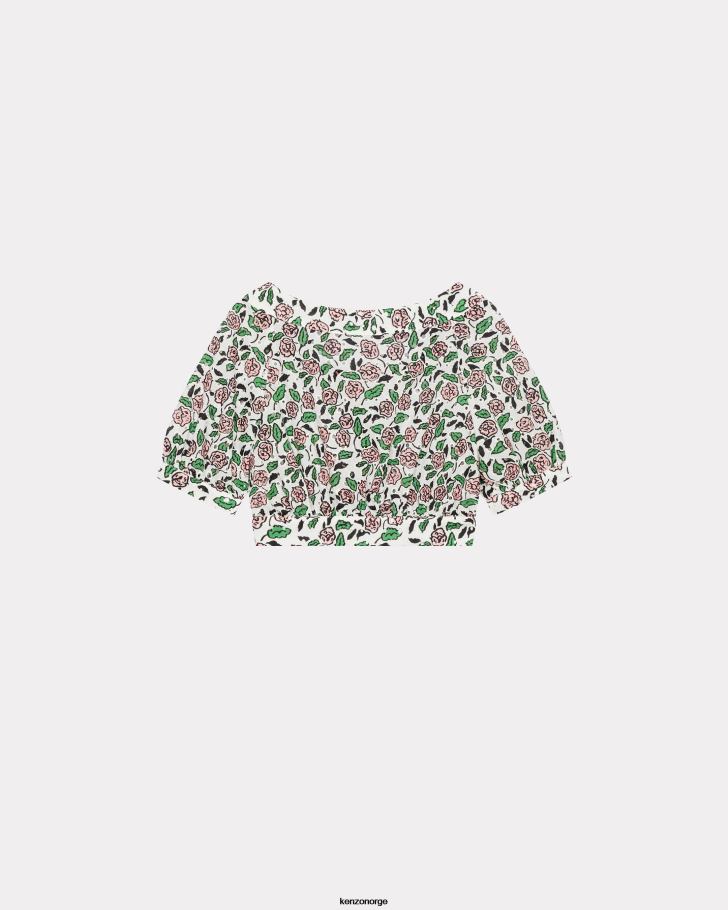 Kenzo klær kvinner off white cropped broderie anglaise topp DVNVN571