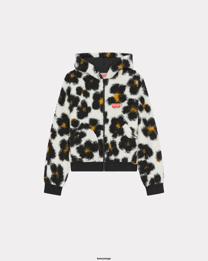 Kenzo klær kvinner off white hana leopard' hettegenser i polar fleece DVNVN440