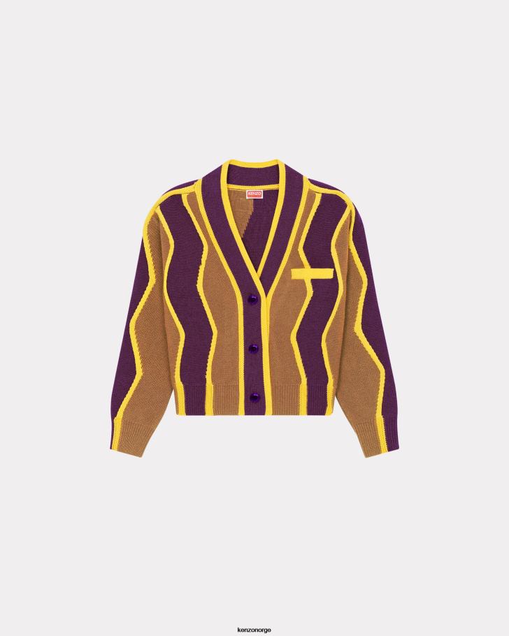 Kenzo klær kvinner lilla bølgete stripes boksy cardigan DVNVN628