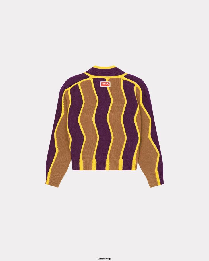 Kenzo klær kvinner lilla bølgete stripes boksy cardigan DVNVN628