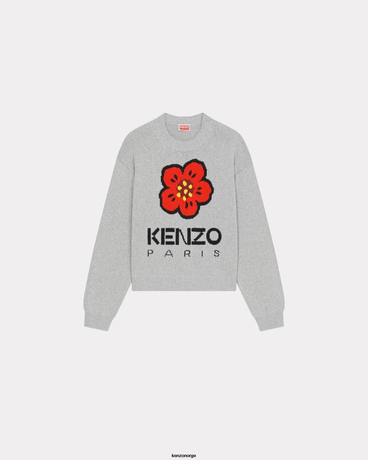 Kenzo klær kvinner perlegrå genser med bokeblomst DVNVN442