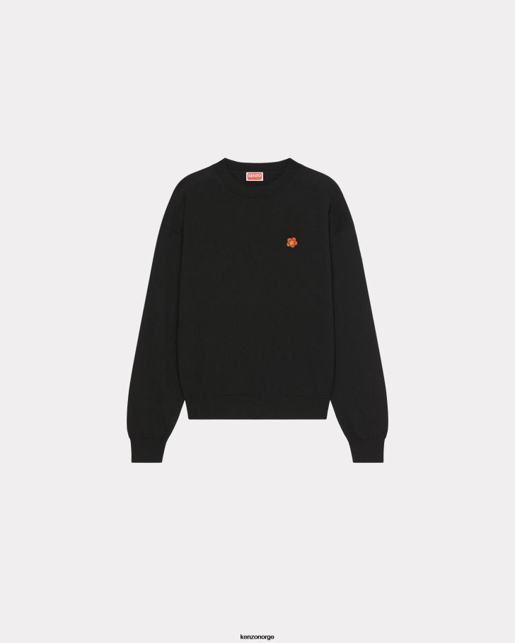 Kenzo klær kvinner svart boke flower' crest ullgenser DVNVN525