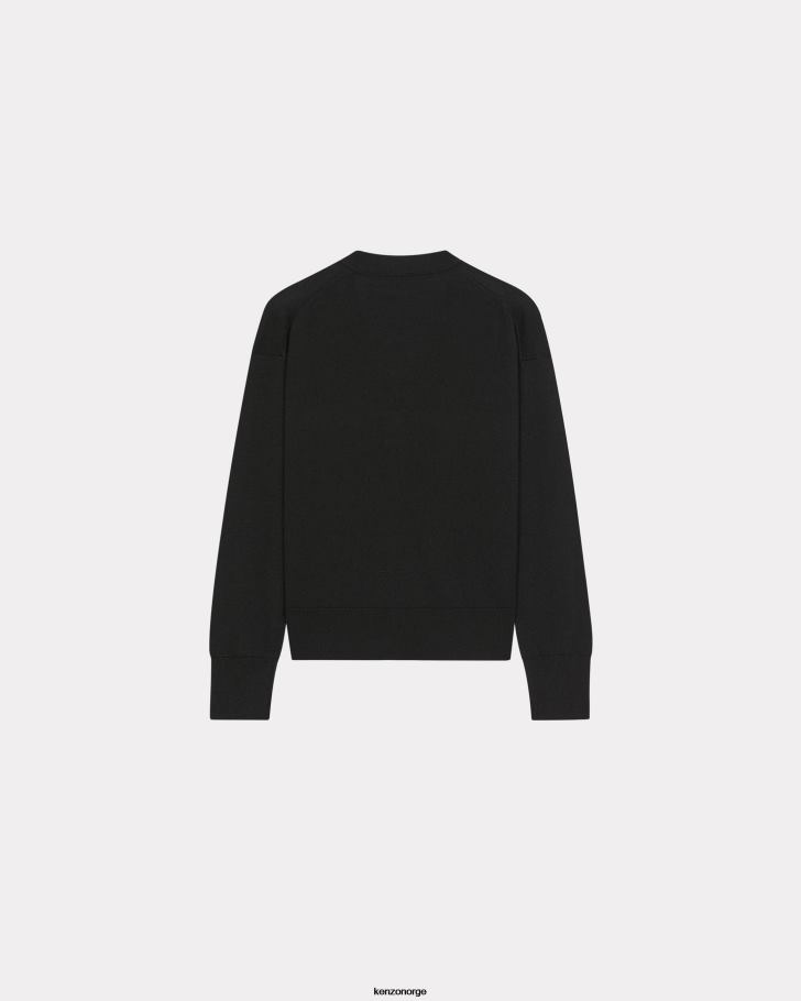 Kenzo klær kvinner svart boke flower' ull cardigan DVNVN614