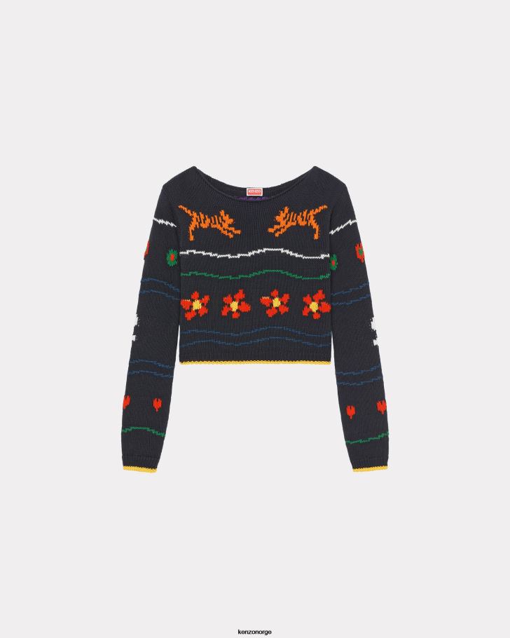 Kenzo klær kvinner svart pixel' beskåret jumper DVNVN412