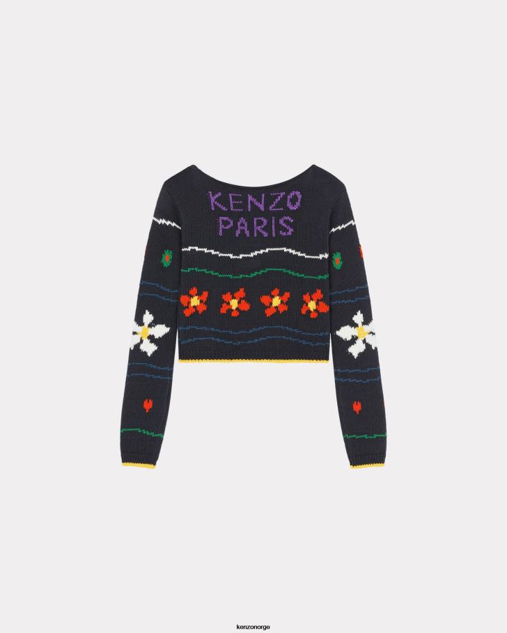 Kenzo klær kvinner svart pixel' beskåret jumper DVNVN412
