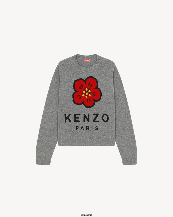 Kenzo klær kvinner tåkete grå merinoullgenser av boke flower DVNVN541