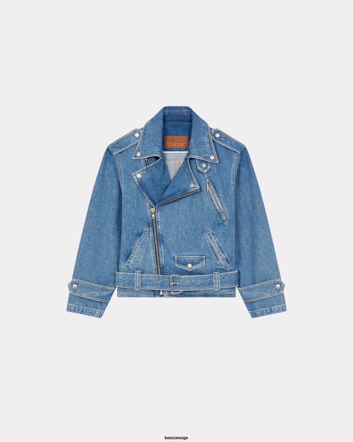 Kenzo klær kvinner blå denim biker jakke DVNVN667