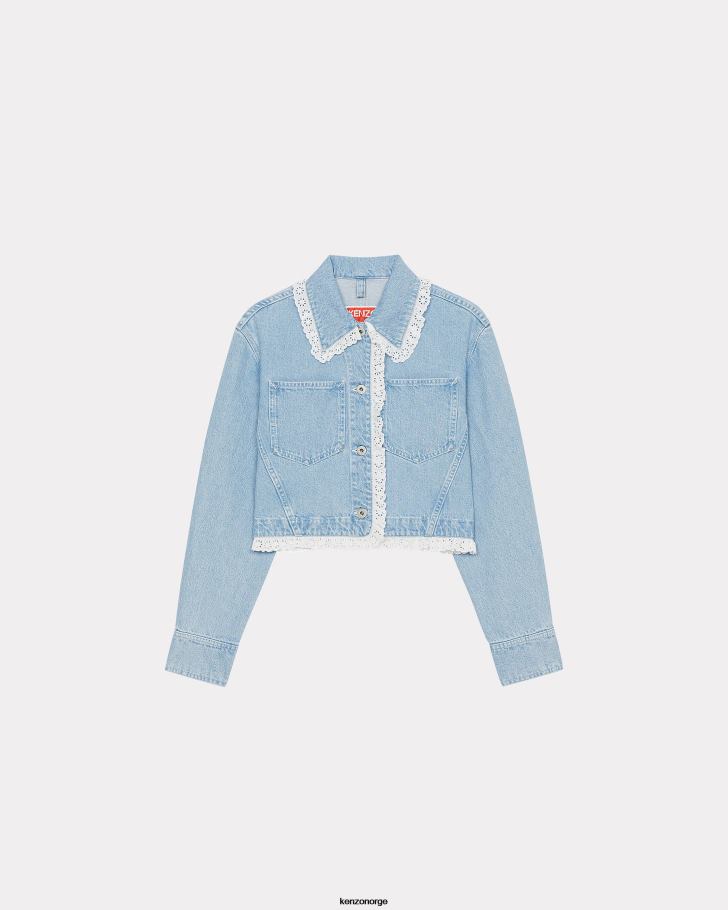 Kenzo klær kvinner bleket blå denim cropped denimjakke DVNVN568
