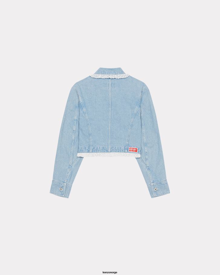 Kenzo klær kvinner bleket blå denim cropped denimjakke DVNVN568