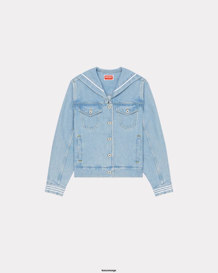 Kenzo klær kvinner bleket blå denim sailor' denimjakke DVNVN368