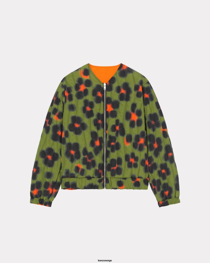 Kenzo klær kvinner kaki hana leopard' vendbar vattert jakke DVNVN518